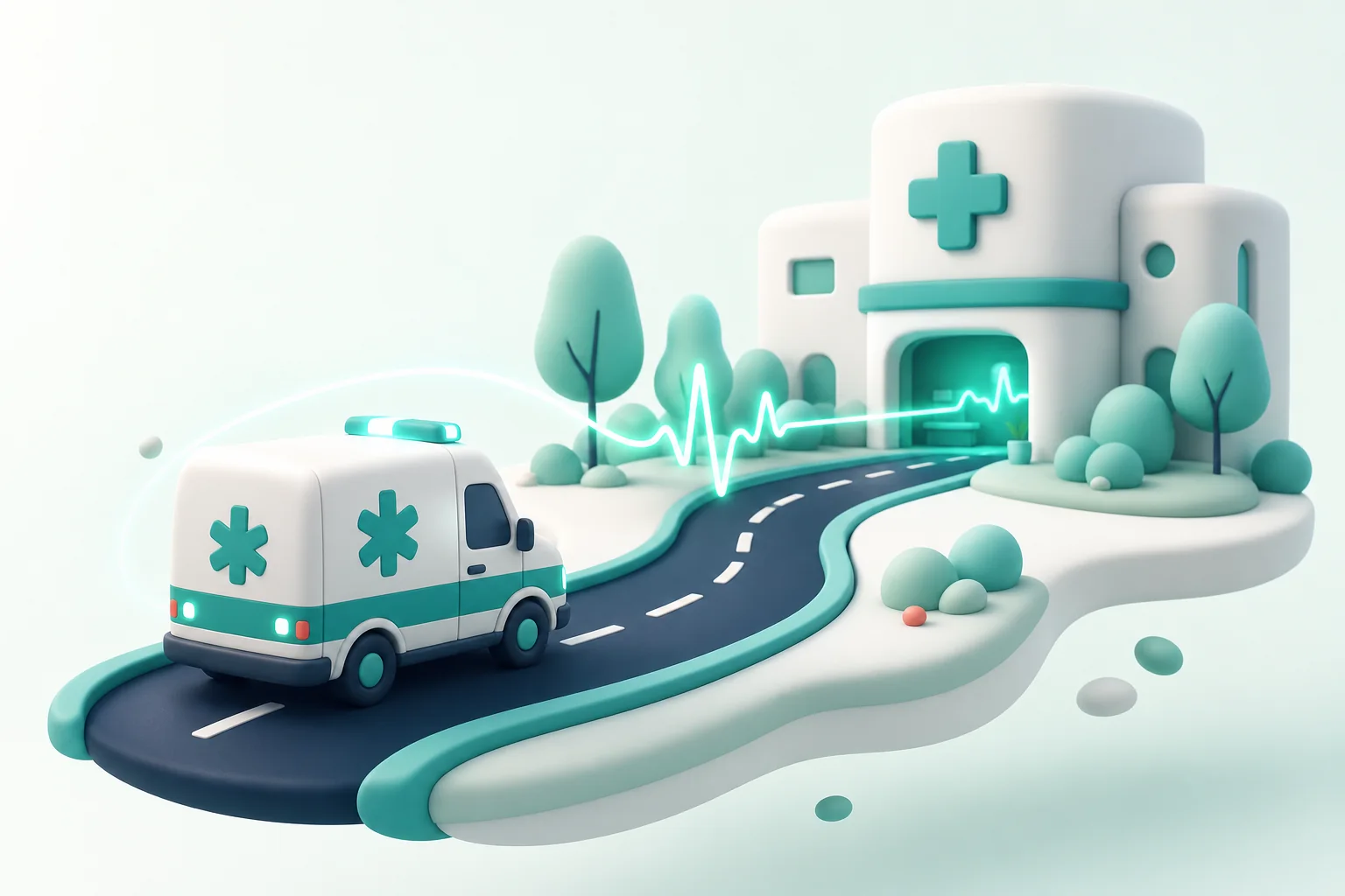 A connected SwastriCare ambulance travelling to a hospital