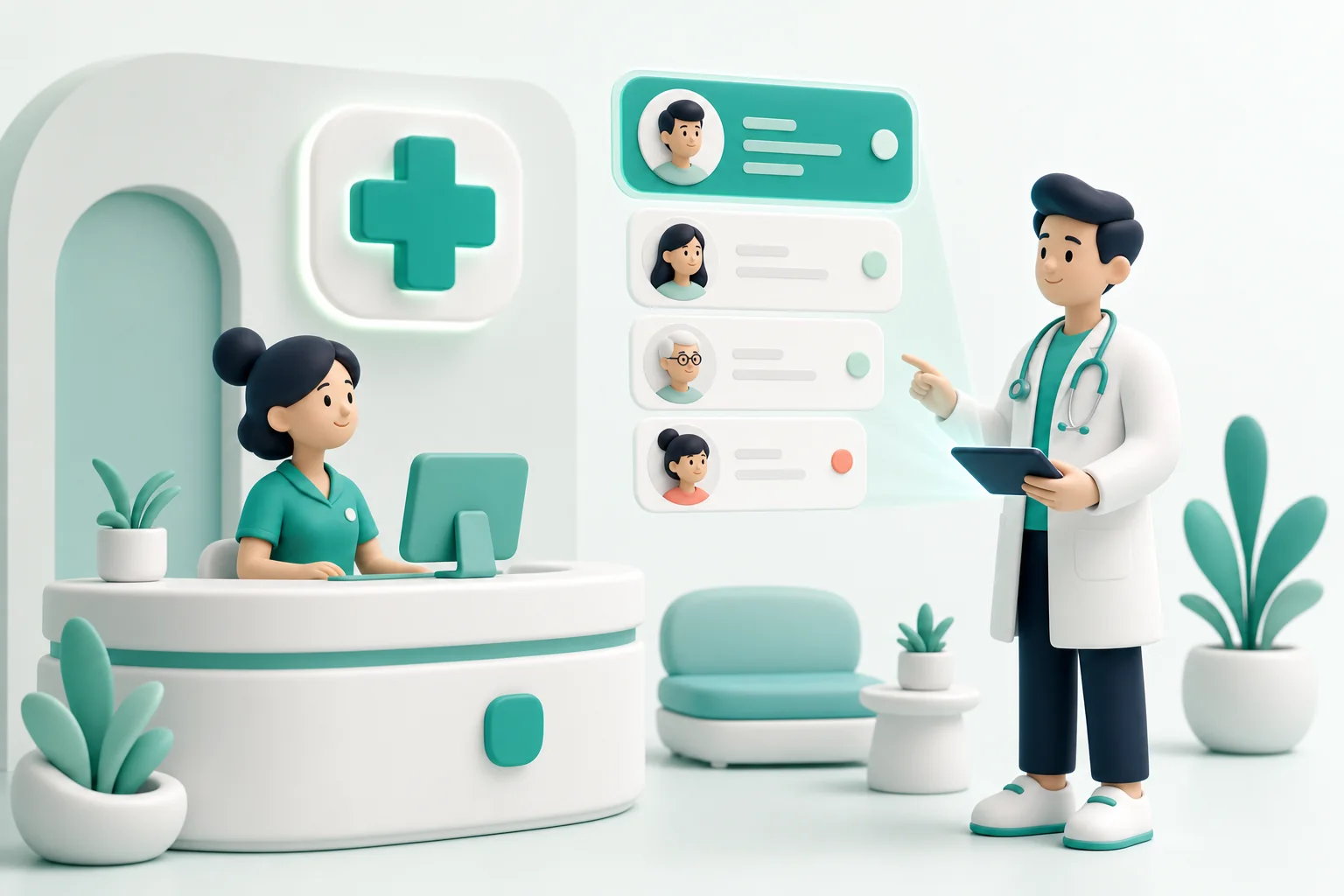A modern clinic using SwastriCare at night