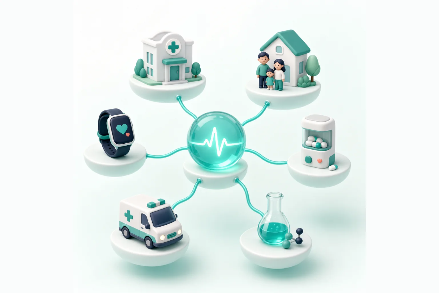 Clinics, families, devices, medicines and ambulances connected around one AI